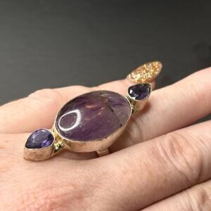 Sterling Silver Amethyst Ring Genuine Amethyst Statement Ring Size 7